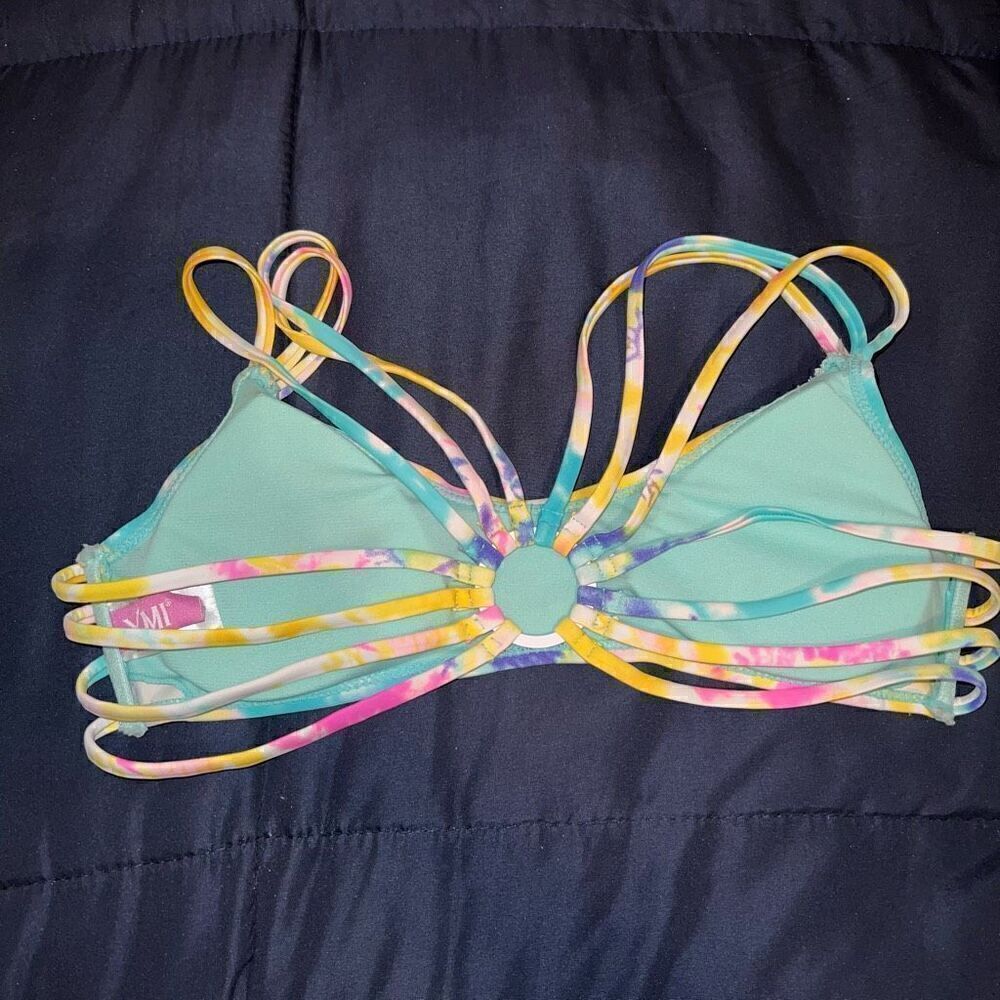 Bikini watercolor tie dye Strappy top swim top size S YMI